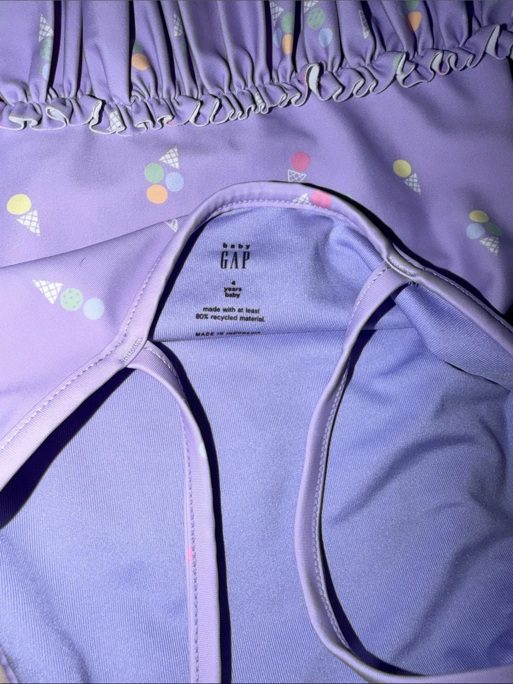GAP Purple Kids One-Piece Swimsuit with Pastel Ice Cream Print